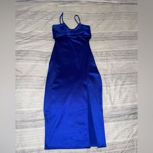 Satin Royal Blue Midi Dress